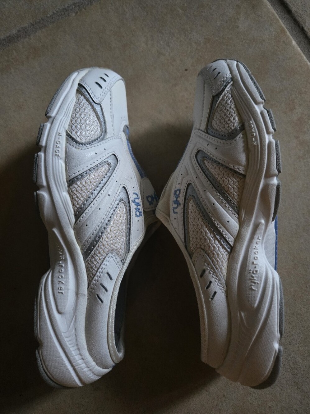 Ryka Rocker White & Light Blue Slip-On Sneakers Mules EUC size 5 - Picture 8 of 10